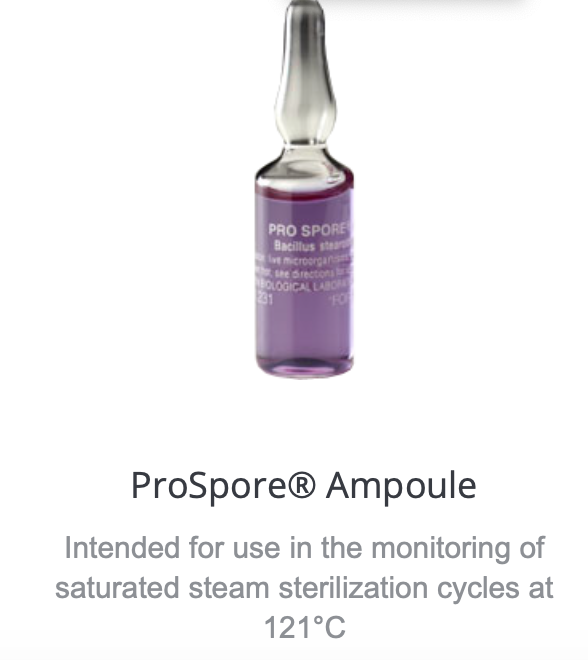 Self-contained spores ampoules